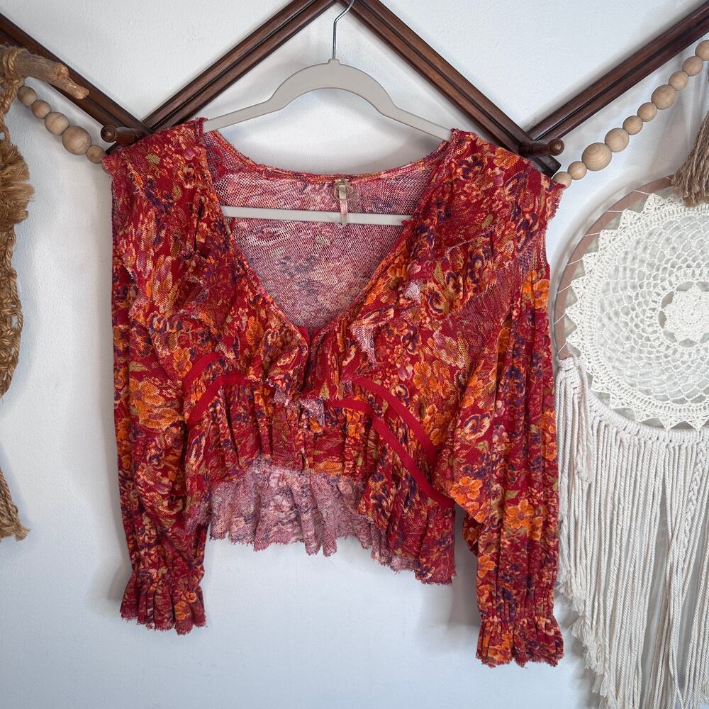 Free People Rudi Ruffle Peasant Top